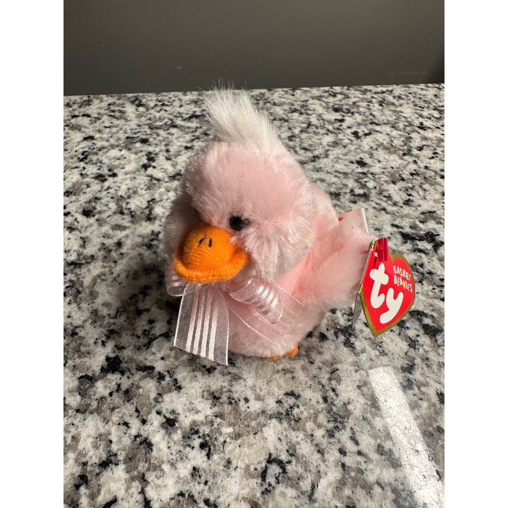 Ty Beanie Babies Pink Duckling "Picnic" Basket Buddies Plush Toy NWT